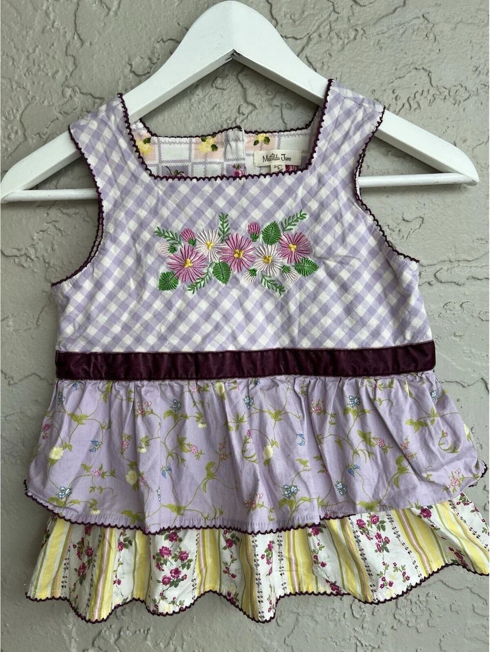 Matilda Jane Enchanted Garden Prudence Gingham Tunic Top Size 8